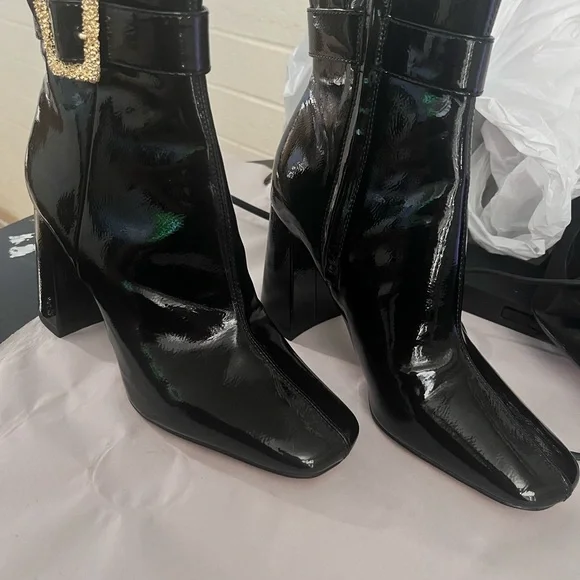 Sam Edelman Black and Gold Luxe Heeled Boots - Picture 4 of 8